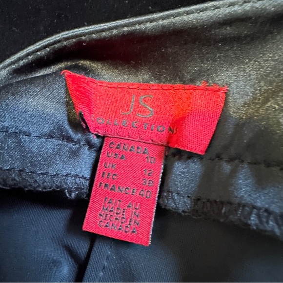 Vintage JS Collections Black Velvet Pencil Skirt Satin Waist Women’s Size 10 - Picture 13 of 14